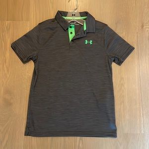 Under Armour Boys Collared Short Sleeved Dark Grey Heatgear Loose Fit